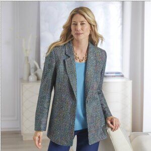 Lined rainbow tweed blazer